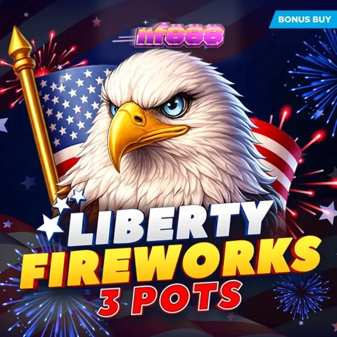 Interface vibrante do slot Liberty Fireworks 3 Pots com fogos de artifício